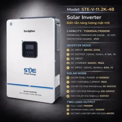 BIẾN TẦN NLMT TECHFINE STE 11000VA/11000W 48V - SÓNG SIN CHUẨN | MPPT 150A - MODEL: STE-V-11.2K-48
