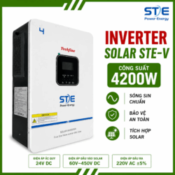 BIẾN TẦN NLMT TECHFINE STE 4000VA/4000W 24V - SÓNG SIN CHUẨN | 24VDC | 220VAC | MPPT 120A - MODEL: STE-V-4.2K-24V