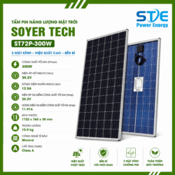 TẤM PIN NĂNG LƯỢNG MẶT TRỜI SOYER TECH ST72P-300W – 2 MẶT KÍNH BỀN BỈ, HIỆU SUẤT CAO-Phân Phối ST SOYER TECH