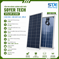 COMBO 6 TẤM PIN NLMT SOYER TECH 210W | MONO – CLASS A – BIFACIAL | 2 MẶT KÍNH
