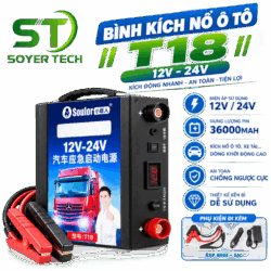 Bộ Kích Nổ Ô Tô Soulor T18 12V/24V – Kích Bình Ắc Quy Xe Hơi, Xe Tải, Khởi Động Mạnh – Phân Phối ST Soyer Tech