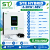 Biến Tần Hybrid STE-6200CT-EU-PRO 6.2KW 48V | Hòa Lưới Lưu Trữ | PV 8500W | MPPT 120A | Phân Phối ST SOYER TECH