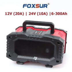 Sạc bình ắc quy 12V 24V 6Ah - 300Ah FOXSUR 20A sạc bình ô tô xe máy xe tải pin sắt LiFePO4 tự ngắt | PHÂN PHỐI ST SOYER TECH
