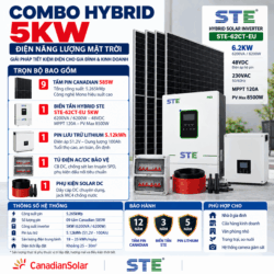 Combo Điện Năng Lượng Mặt Trời 5kW - Hệ Lưu Trữ 5.12kWh- Rẻ nhất-Rẻ nhất Tại QUẢNG NGÃI