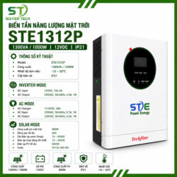 BIẾN TẦN NĂNG LƯỢNG MẶT TRỜI STE1312P 1300VA/1000W | 12VDC | SIN CHUẨN-Phân phối :ST SOYER TECH