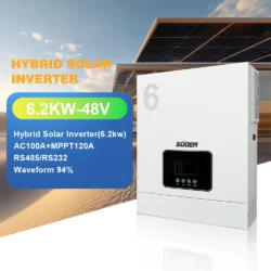 Biến tần năng lượng mặt trời nối lưới 6200W, bảo vệ MPPT, đầu ra, biến tần lai năng lượng mặt trời PV 6.2kw.-Solar Inverter Grid 6200W Protection Output MPPT Hybrid Solar Pv 6.2kw Hybrid Inverter