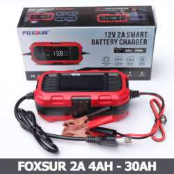 Sạc bình ắc quy Foxsur 12V 2A 4Ah - 30Ah FBC1202E tự ngắt khi đầy | PHÂN PHỐI ST SOYER TECH
