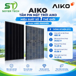 TẤM PIN NĂNG LƯỢNG MẶT TRỜI AIKO 480W – 2 MẶT KÍNH |ST Soyer Tech