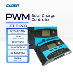 Bộ điều khiển sạc năng lượng mặt trời PWM SUOER ST-E1220: Bộ điều chỉnh điện năng lượng mặt trời 20A cho hệ thống 12V/24V/48V
