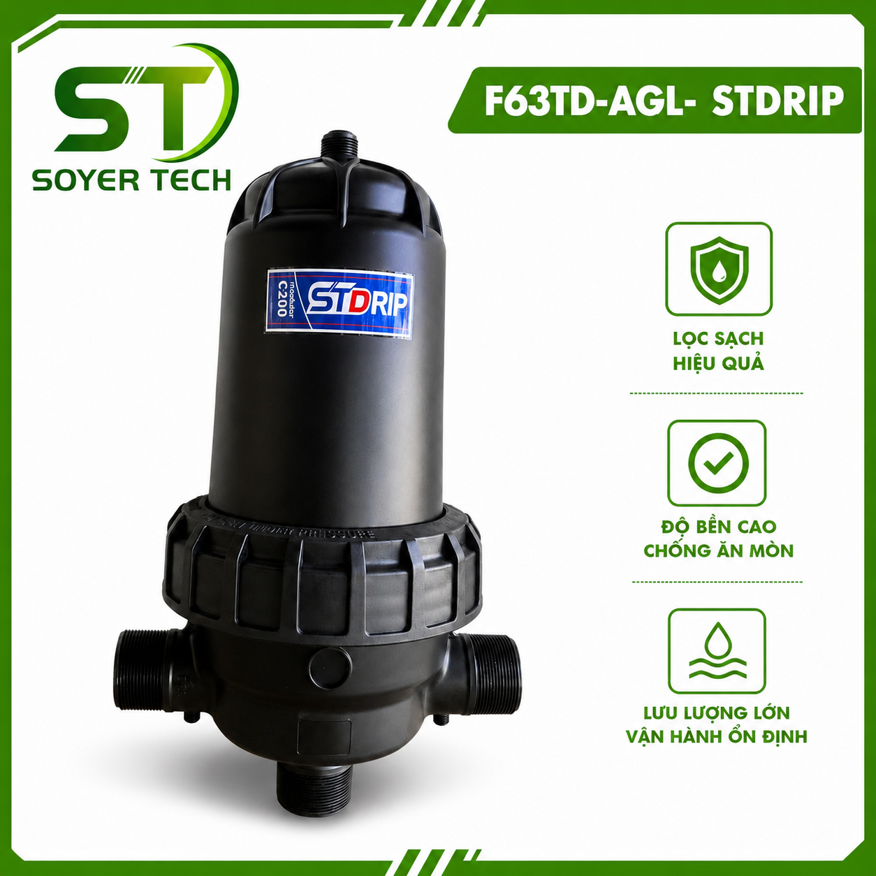 Bộ Lọc Đĩa STDRIP F63TD-AGL – Lọc Nước Hiệu Quả, Độ Bền Cao, Dễ Lắp Đặt-Phân Phối ST