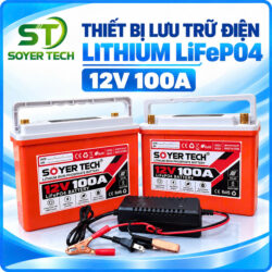 PIN LƯU TRỮ ĐIỆN LITHIUM LiFePO4 12V 100A – PIN NĂNG LƯỢNG MẶT TRỜI, NGUỒN ĐIỆN DỰ PHÒNG -ST Soyer Tech
