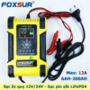 Sạc bình ắc quy 12V 24V 6Ah - 200Ah FOXSUR 12A sạc pin sắt LiFePO4 tự ngắt khi đầy khử sunfat khôi phục ắc quy | PHÂN PHỐI ST SOYER TECH